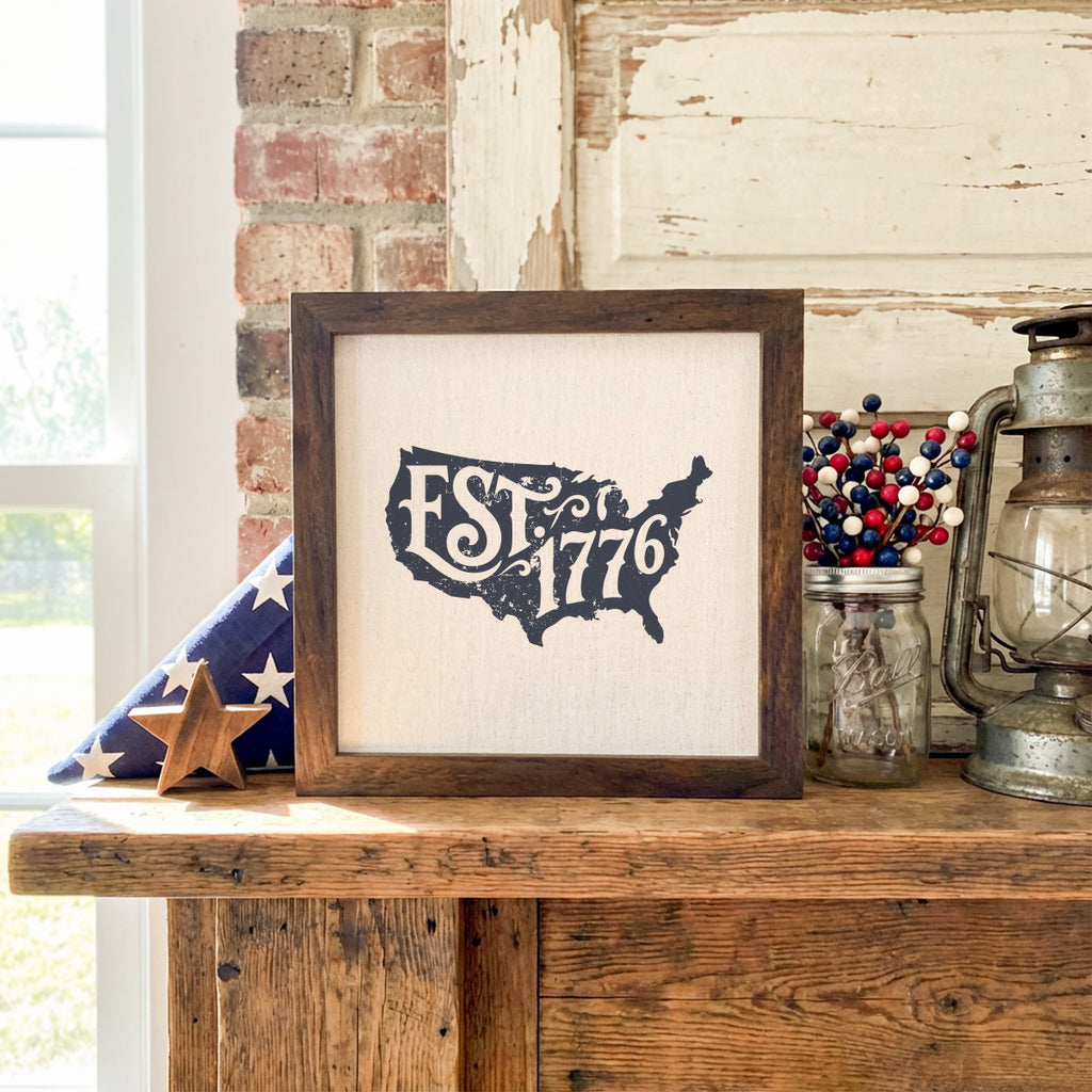 Vintage America Silhouette 1776 - Framed Sign