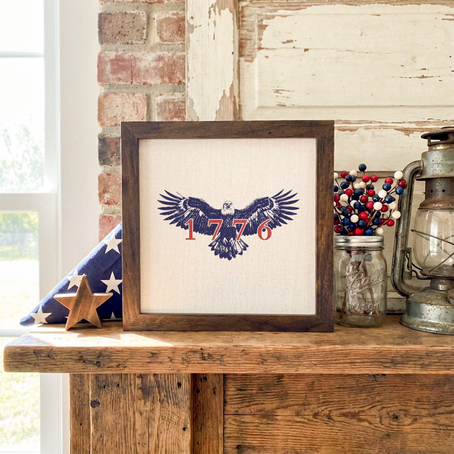 Vintage Eagle 1776 - Framed Sign