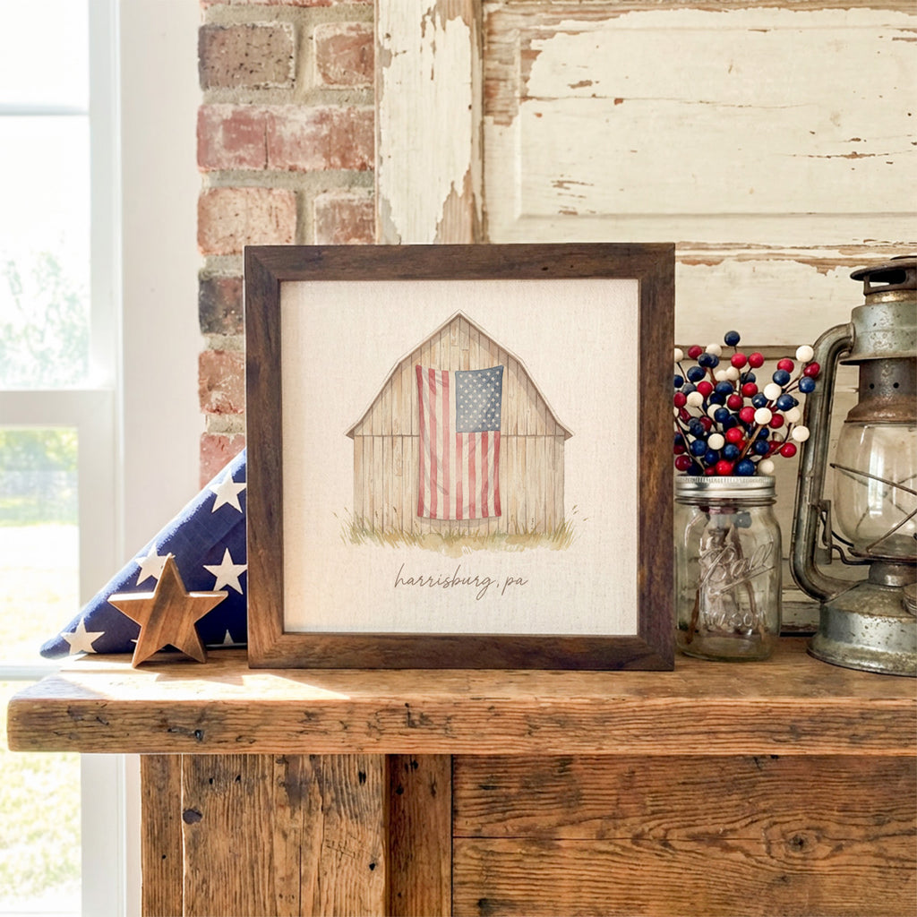 Americana Barn Flag - Custom Framed Sign