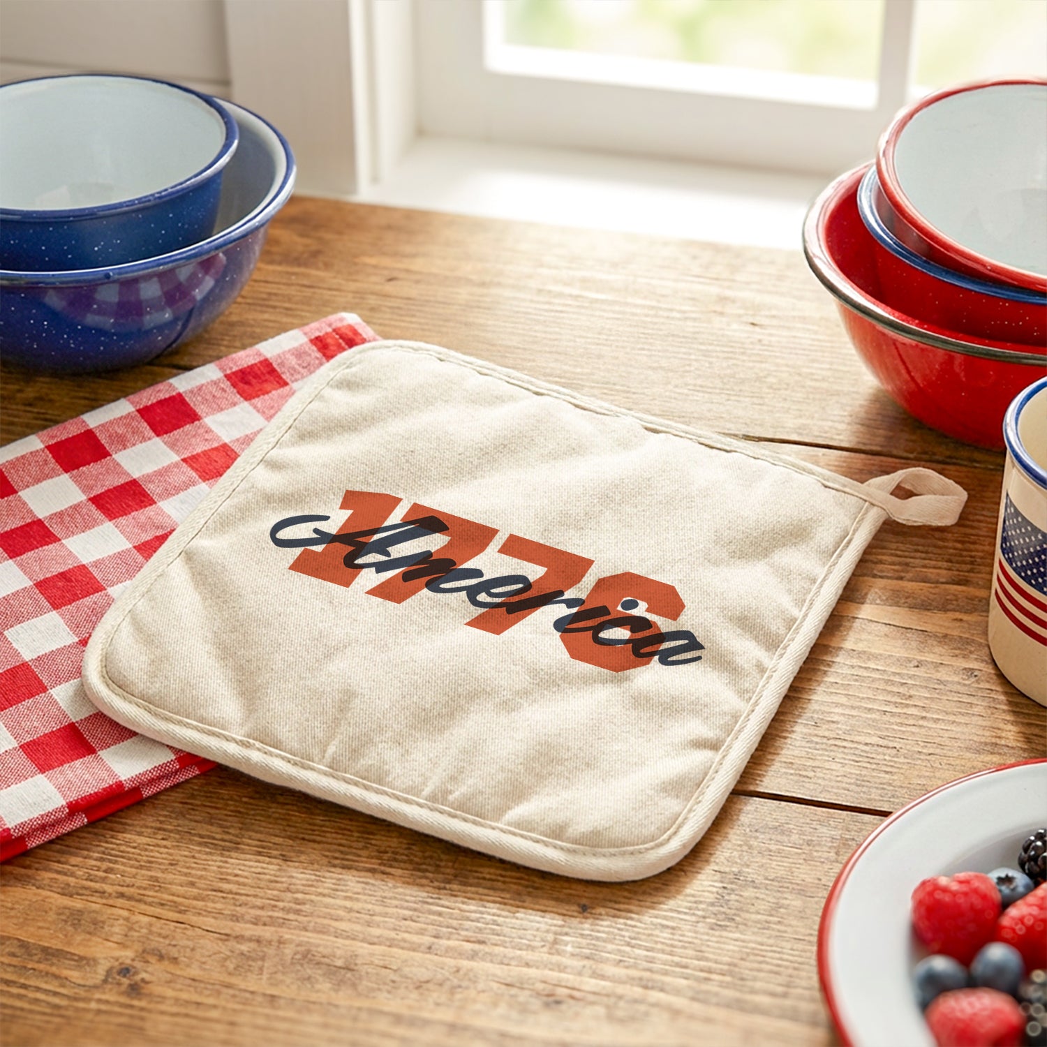 America 1776 Block Style Print - Cotton Pot Holder
