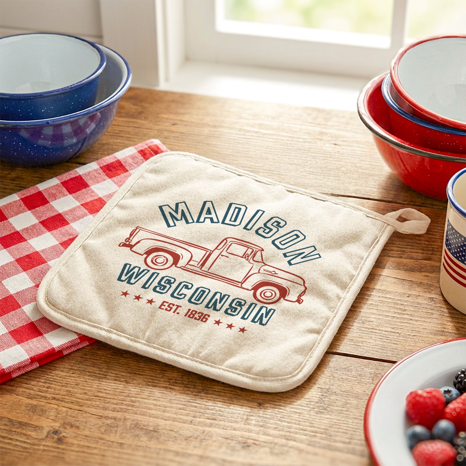 Vintage Truck Badge - Custom Cotton Pot Holder