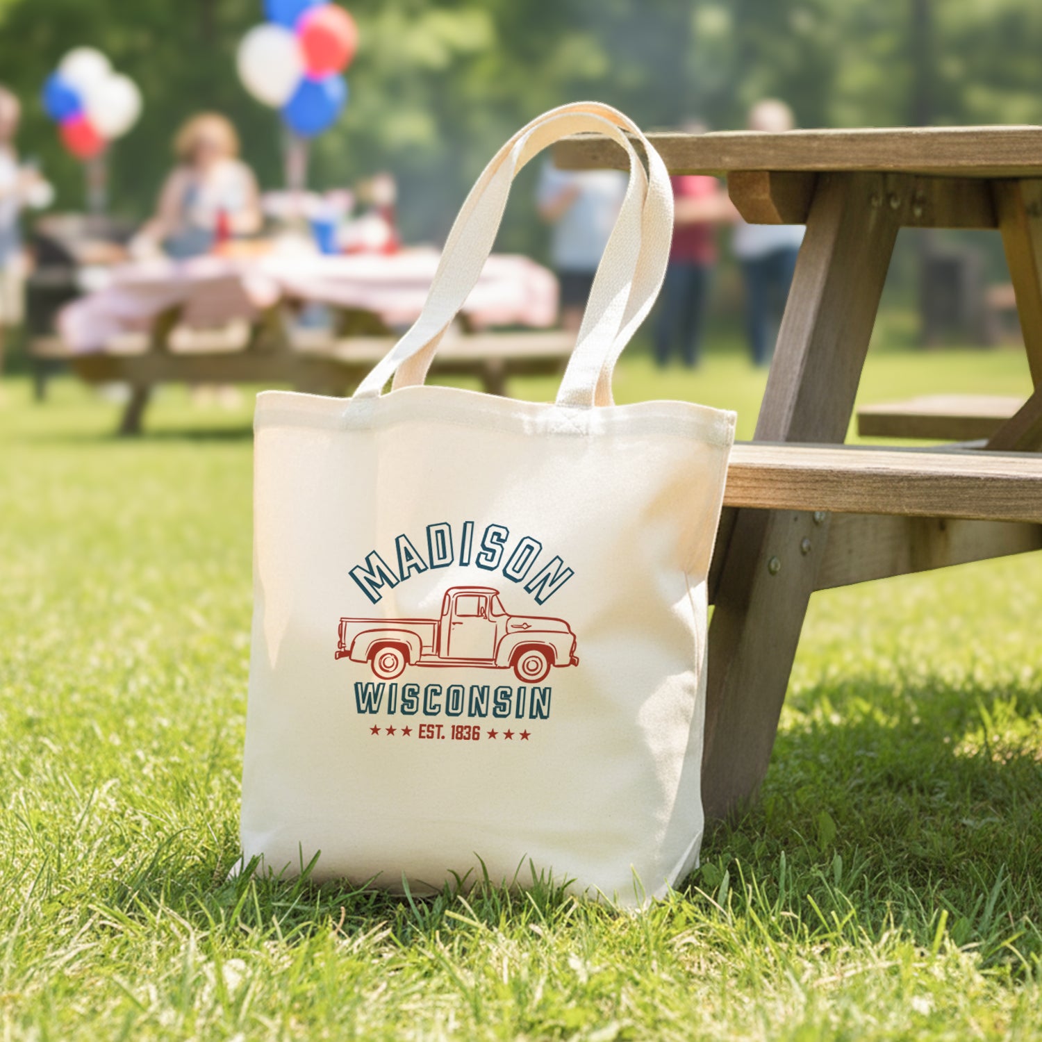 Vintage Truck Badge - Custom Canvas Tote Bag