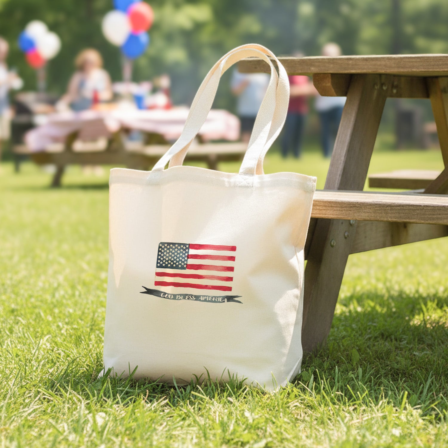 God Bless America Flag - Canvas Tote Bag