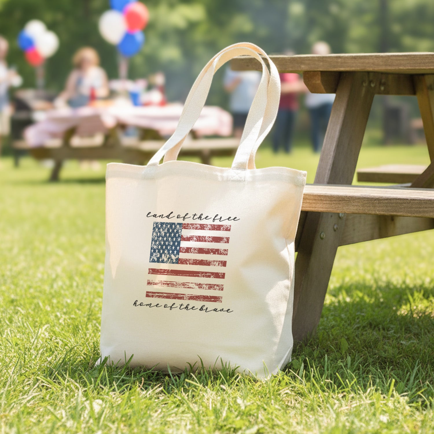 Land of the Free American Flag - Canvas Tote Bag