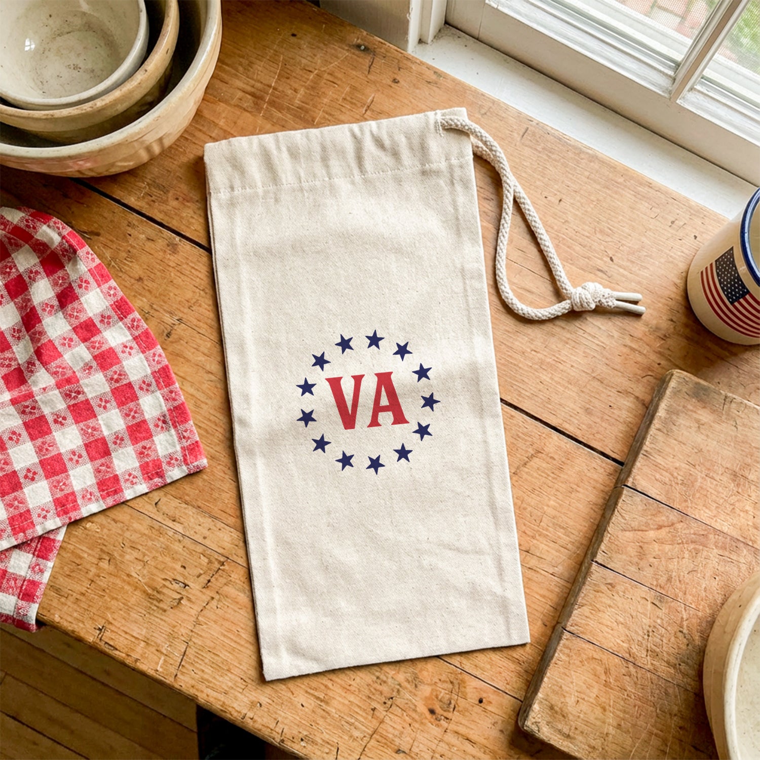 Stars & State - Custom Canvas Wine Bag