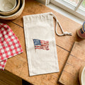 Watercolor Waving American Flag - Canvas Wine Bag