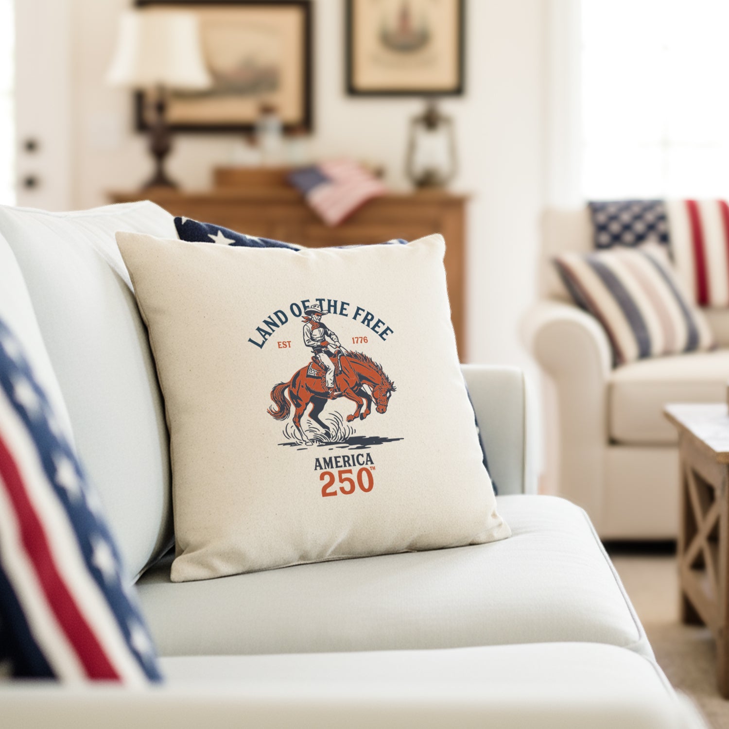 Cowboy - Land of the Free - Square Canvas Pillow