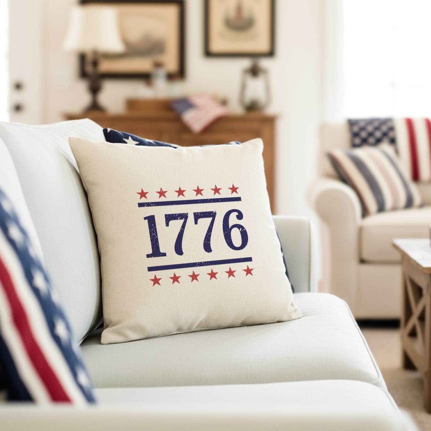 Stars & Stripes - 1776 - Square Canvas Pillow