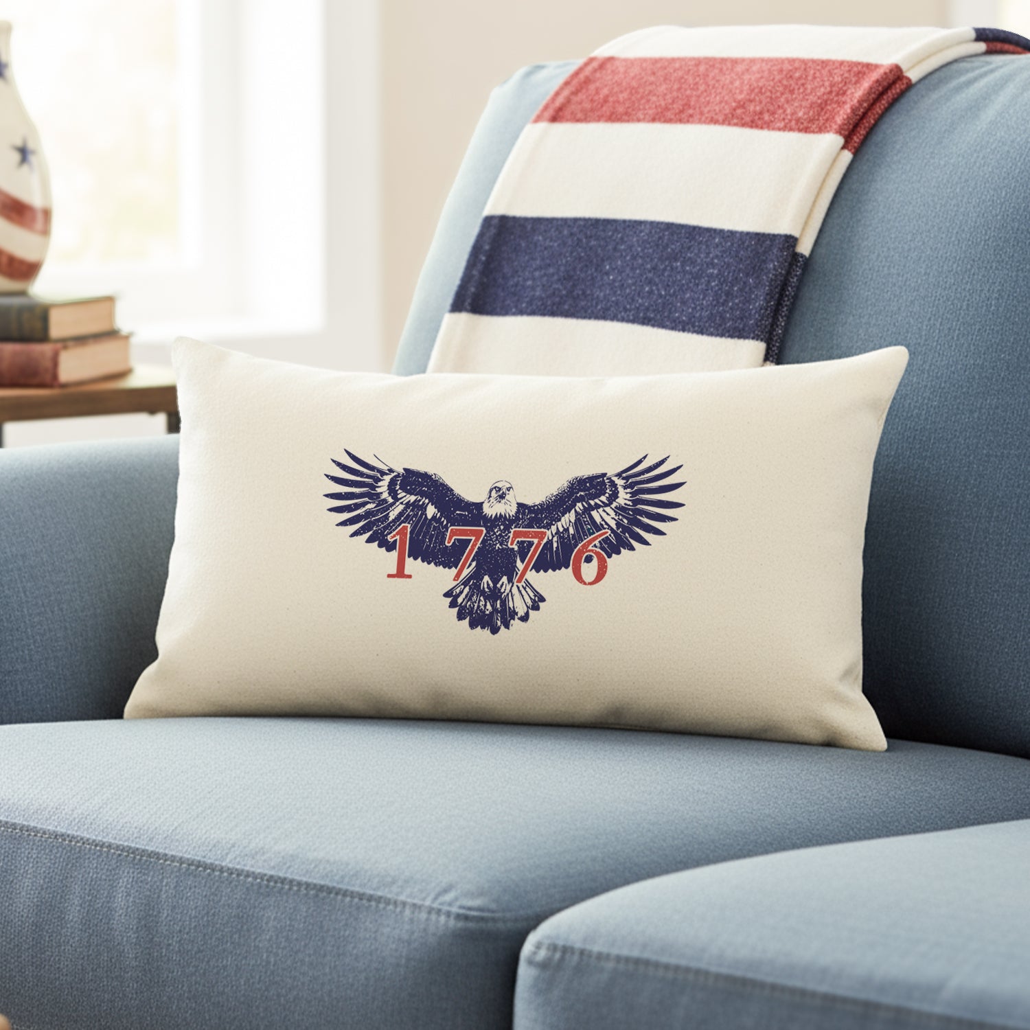 Vintage Eagle 1776 - Rectangular Canvas Pillow