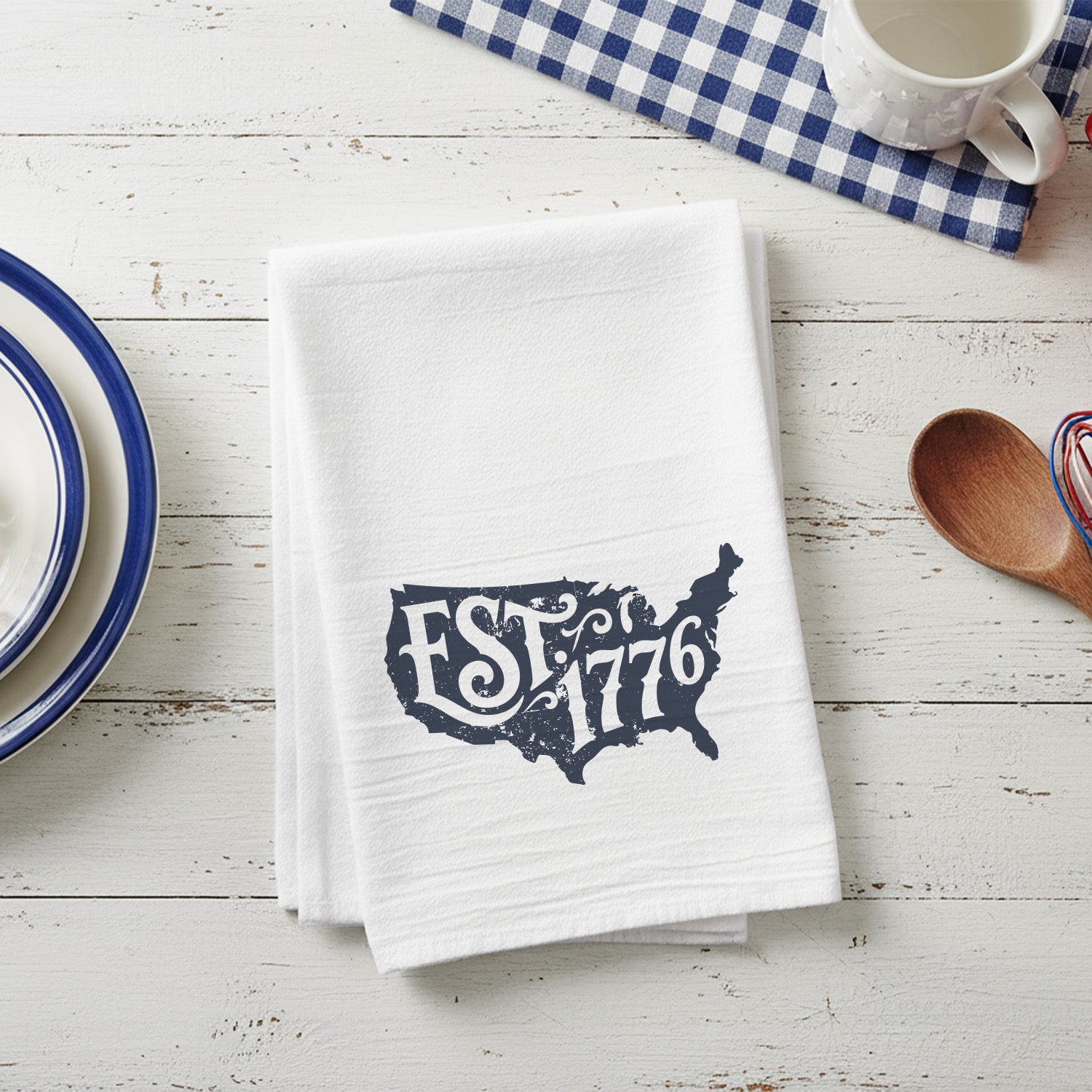 Vintage America Silhouette 1776 - Cotton Tea Towel