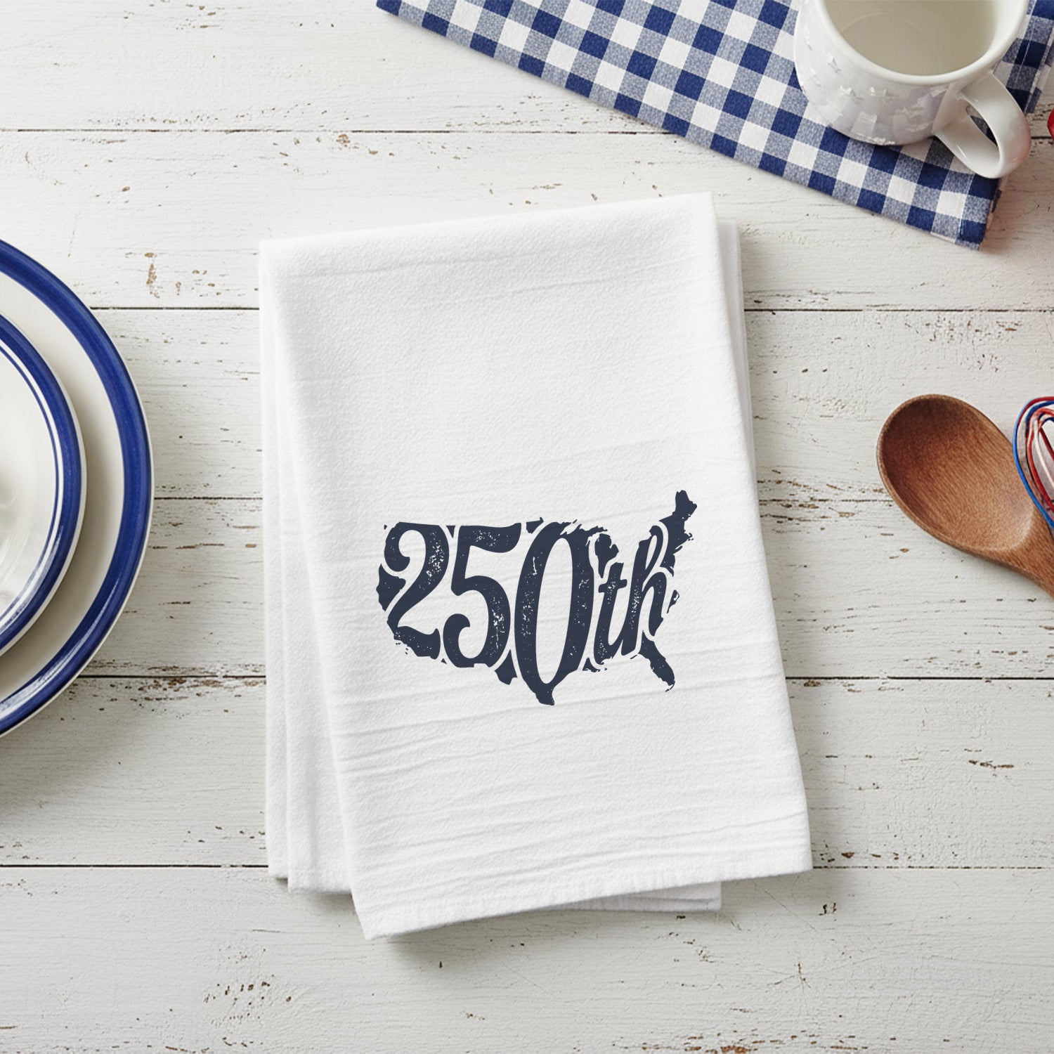 Vintage America Silhouette 250th - Cotton Tea Towel