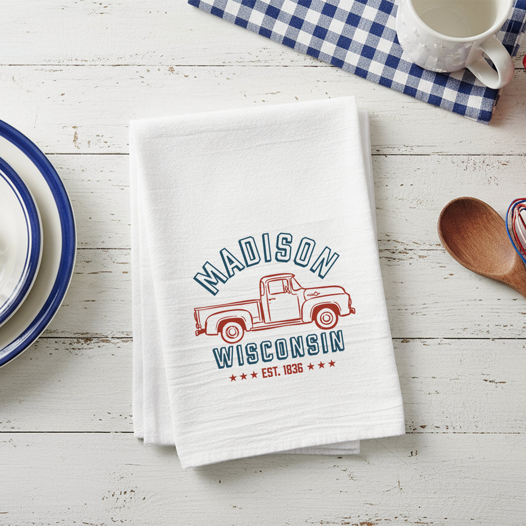 Vintage Truck Badge - Custom Cotton Tea Towel