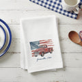Watercolor American Flag & Red Truck - Custom Cotton Tea Towel